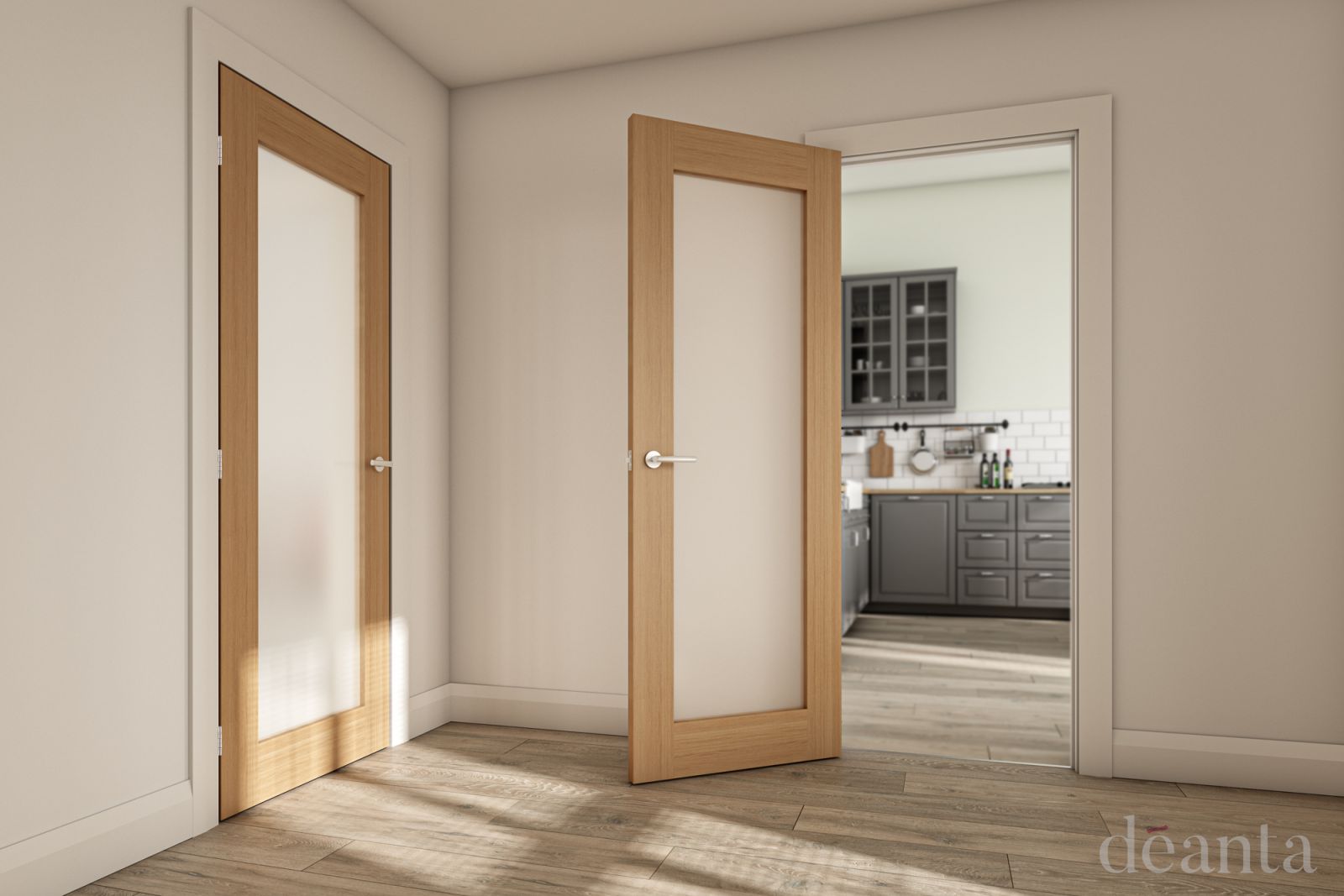 Internal Oak Walden (OBSCURE GLASS) Un-Finished Internal Door - Image 2