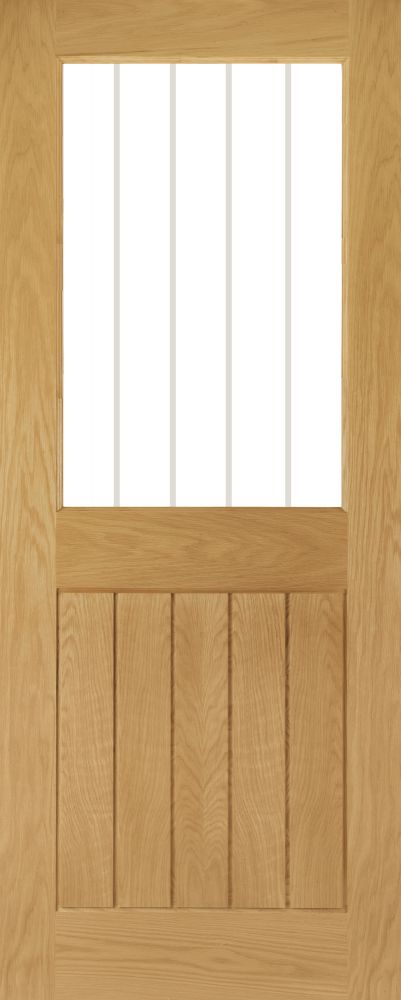 Internal Oak Ely Half Light (CLEAR GLASS GROOVED LINES) Un-Finished Door