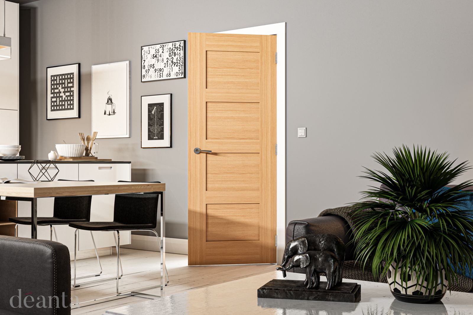 Internal Oak Coventry Un-Finished FD30 44mm Fire Door - Image 2