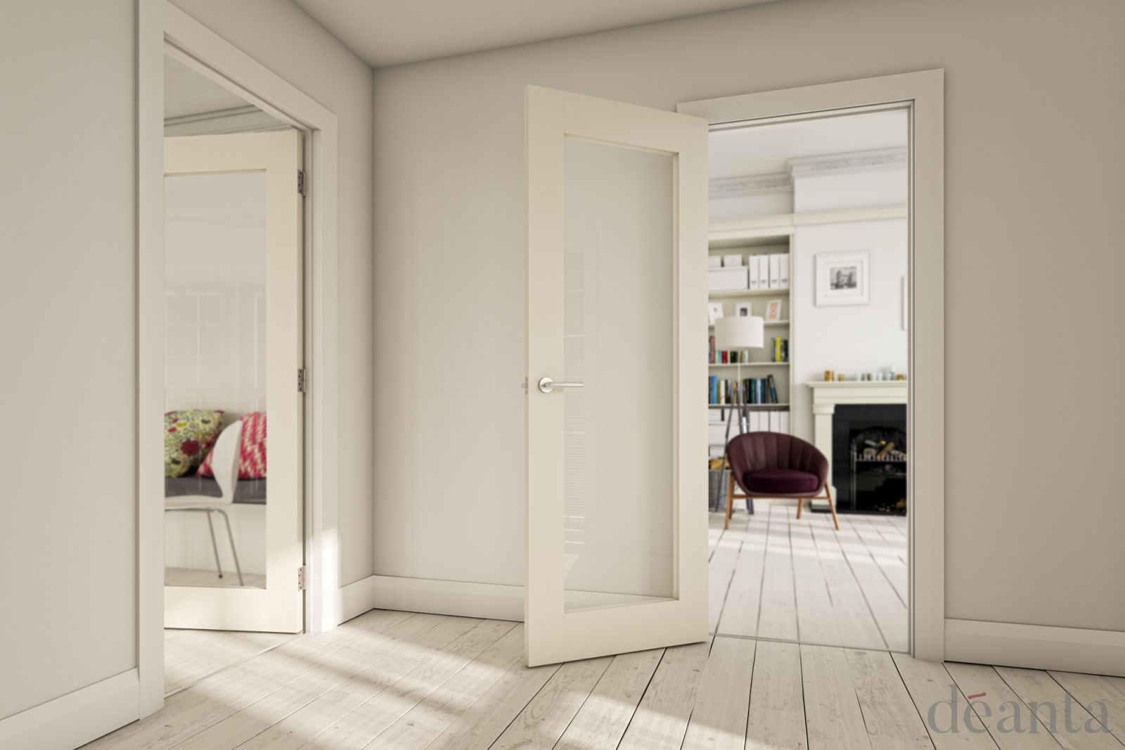 Internal White Primed Solid Core Denver (CLEAR GLASS) Door - Image 2