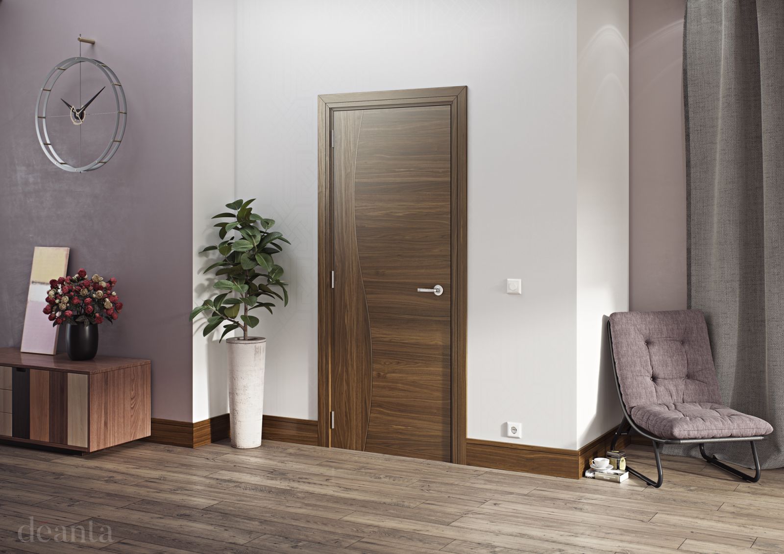 Internal Walnut Cadiz Pre-Finished Door - Image 2