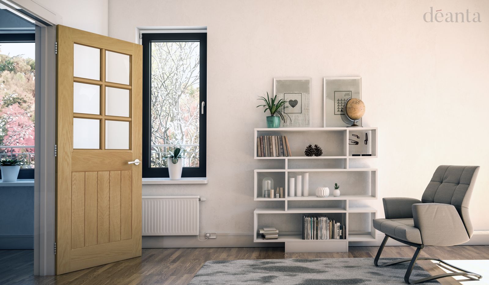 Internal Oak Ely 6L Glazed (CLEAR BEVELLED GLASS) Pre-Finished Door - Image 2