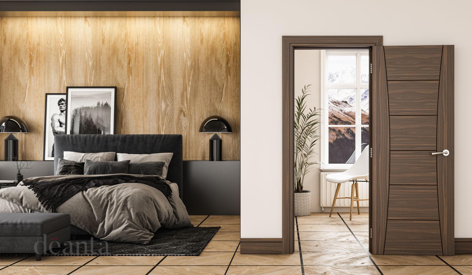 Internal Walnut Pamplona FD30 44mm Pre-Finished Fire Door - Image 2