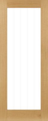 Internal Oak Ely 1L Full (CLEAR GLASS GROOVED LINES) Un-Finished Door