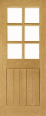 Internal Oak Ely 6L Glazed (CLEAR BEVELLED GLASS) Pre-Finished Door