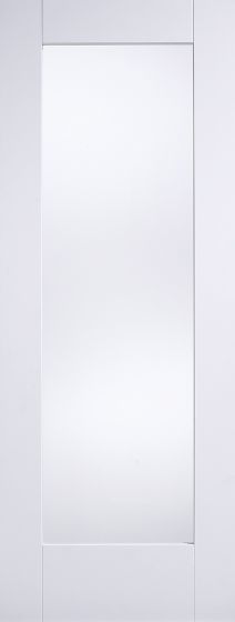 White Primed 1 Panel Pattern 10 (CLEAR GLASS) Solid Core - LPD