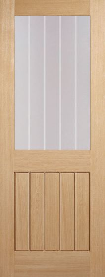 Internal Oak Mexicano Half-Light (CLEAR GLASS ETCHED LINES) Pre-Finished Door
