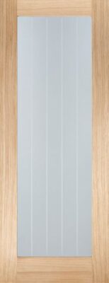 Internal Oak Mexicano Pattern 10 (CLEAR GLASS FROSTED LINES) Un-Finished Door