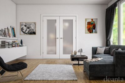 Internal White Primed Denver (OBSCURE GLASS) Rebated Door Pair