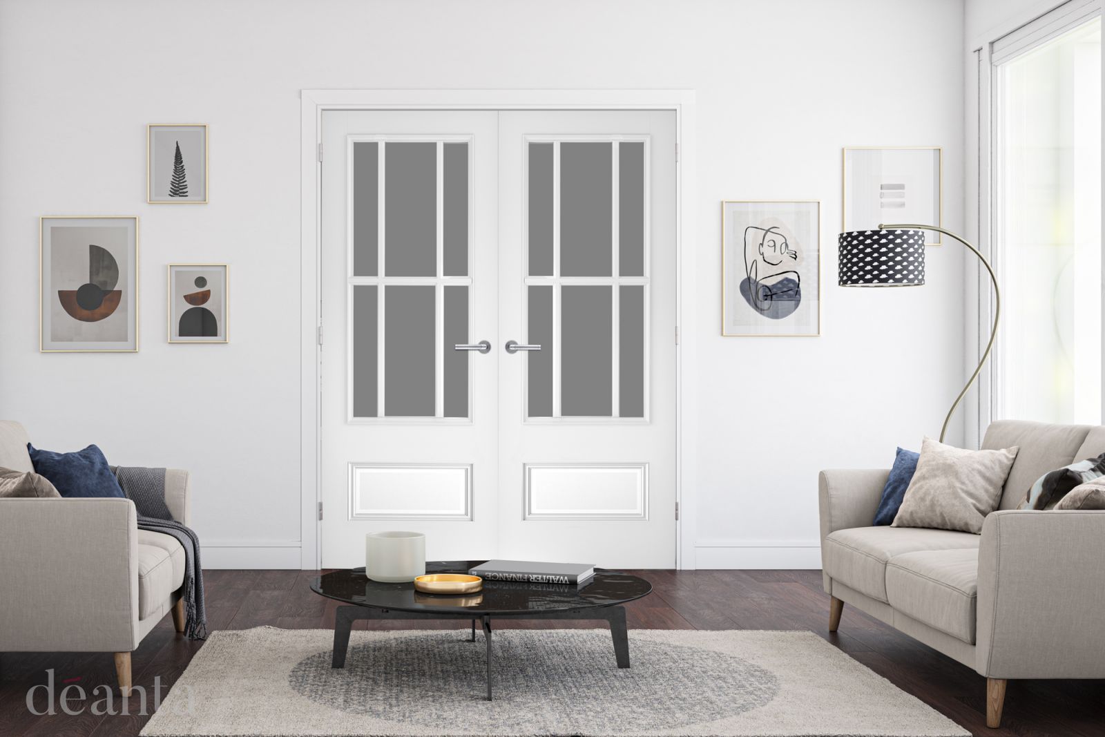 Internal White Primed Canterbury (CLEAR BEVELLED GLASS) Rebated Door Pair