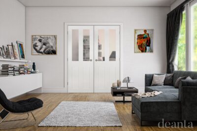 Internal White Primed Eton (CLEAR GLASS) Rebated Door Pair