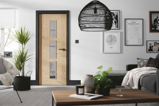 Internal Oak Sofia (CLEAR GLASS) Pre-Finished Door - Image 2