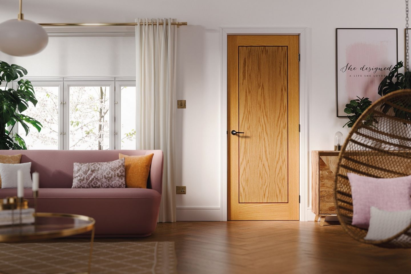 Oak Inlay 1P Pre-Finished Solid Core Door - LPD - Image 2
