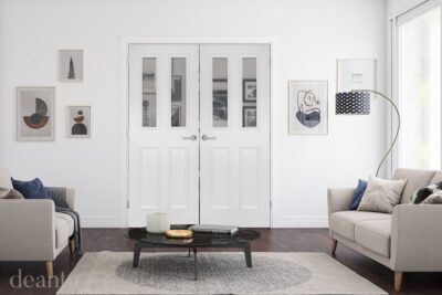 Internal White Primed Rochester (CLEAR GLASS) Rebated Door Pair
