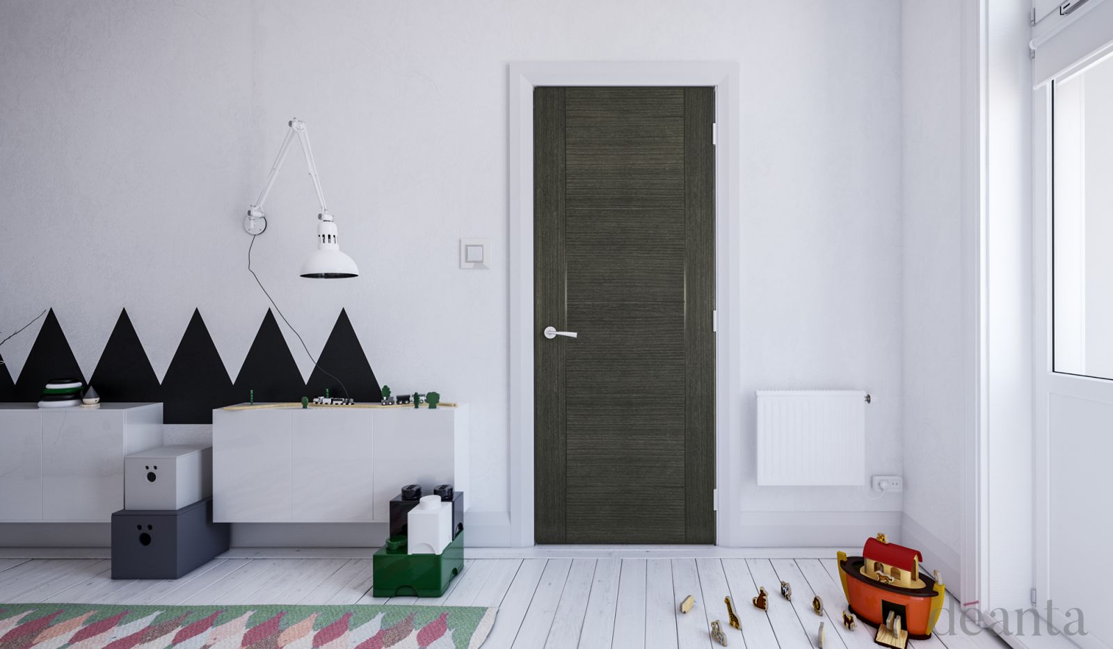 Dark Grey Ash Veneer Montreal FD30 44mm Pre-Finished Fire Door - Image 2