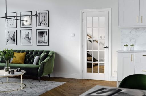 Internal White Primed SA 15L (CLEAR GLASS) Solid Core Door - Image 2