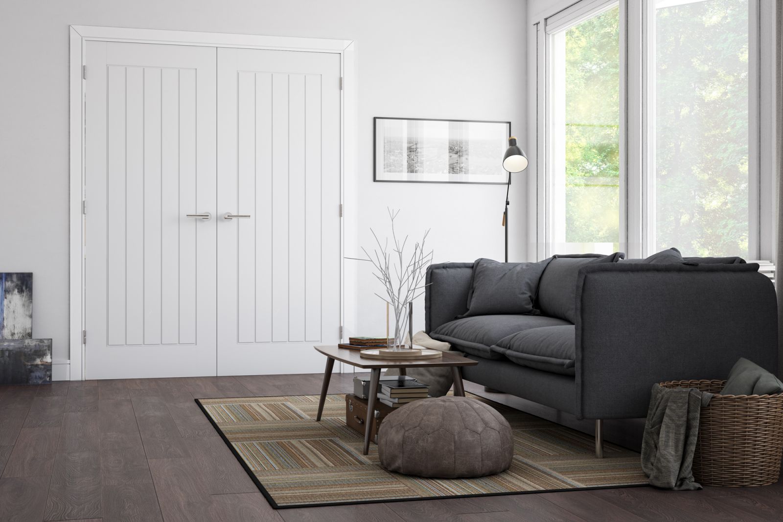 Internal White Primed Ely Rebated Door Pair