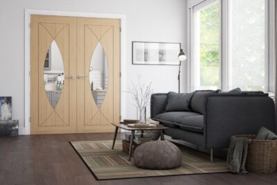 Oak Amalfi (CLEAR GLASS) Pre-Finished Door Pair - DE