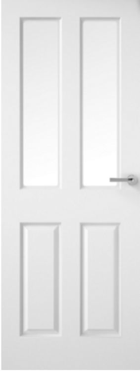 Internal White Primed 2 Light 2 Panel (CLEAR GLASS) Woodgrain Door
