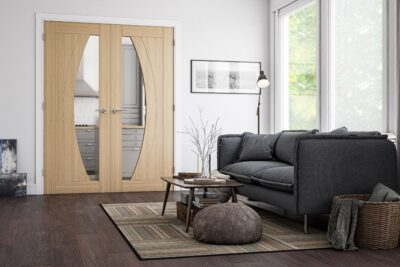 Oak Ravello (CLEAR GLASS) Pre-Finished Door Pair - DE
