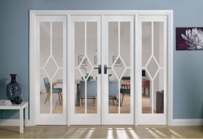 Internal White Primed Reims W8 (CLEAR BEVELLED GLASS) Room Divider