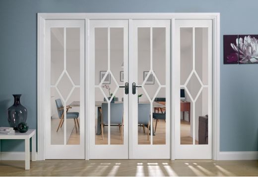 Internal White Primed Reims W8 (CLEAR BEVELLED GLASS) Room Divider