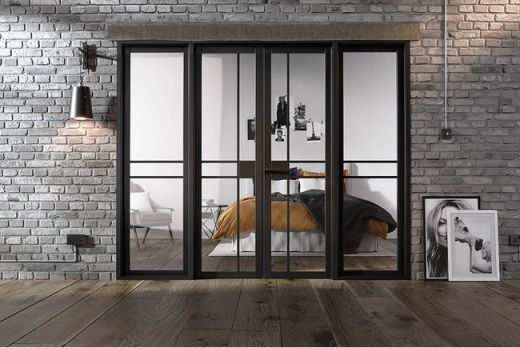 Internal Black Greenwich Pre-Finished W8 (CLEAR GLASS) Room Divider