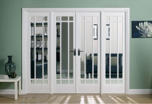 Internal White Primed Manhattan W8 (CLEAR BEVELLED GLASS) Room Divider