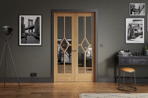 Internal Reims Pre-Finished Oak W4 (CLEAR BEVELLED GLASS) Room Divider