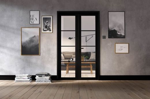 Internal Black Pre-Finished Soho W4 (CLEAR GLASS) Room Divider