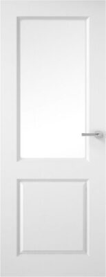 Internal White Primed 2 Panel Square Top Half Light (OBSCURE GLASS) Smooth Door