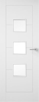 Internal White Premium Moulded Ladder 3 Light (CLEAR GLASS) Smooth Finish Door
