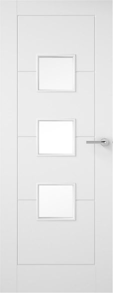 Internal White Premium Moulded Ladder 3 Light (CLEAR GLASS) Smooth Finish Door
