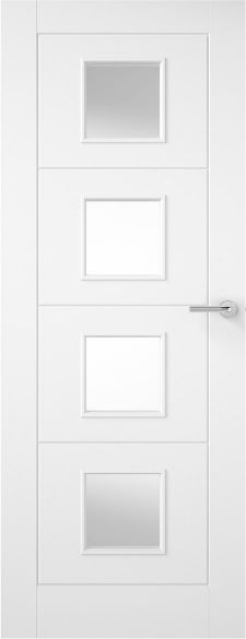 Internal White Premium Moulded Ladder 4 Light (CLEAR GLASS) Smooth Door