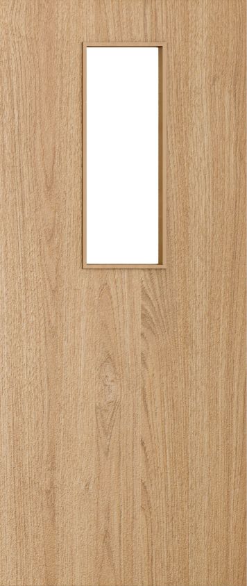 Flush Oak D014 Glazed FD30 44mm Pre-Finished Firedoor - DE