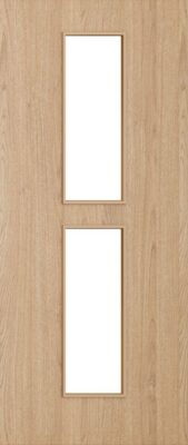 Flush Oak D012 Glazed FD30 44mm Pre-Finished Firedoor - DE