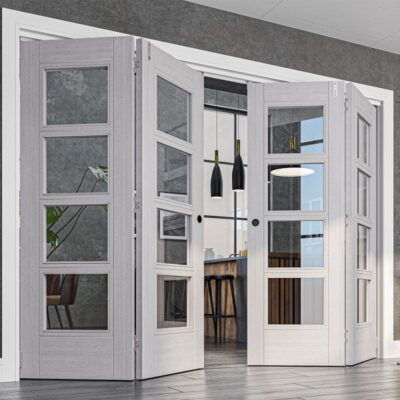 White Internal Primed Folding Door System Divider Kit (Frame Only)
