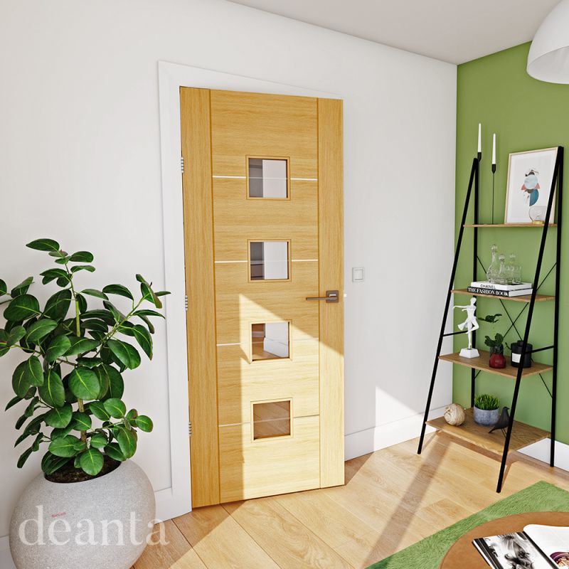 Internal Valencia (CLEAR GLASS) with Aluminum Inlays Pre-Finished Door - Image 2