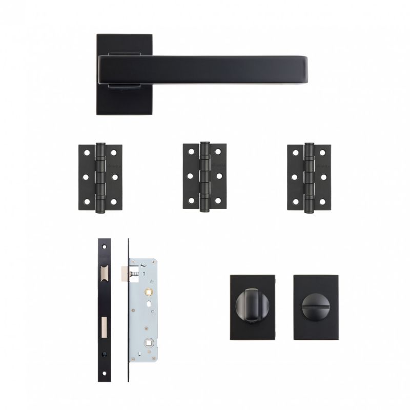 Argo Matt Black Slim Bathroom Kit - DE