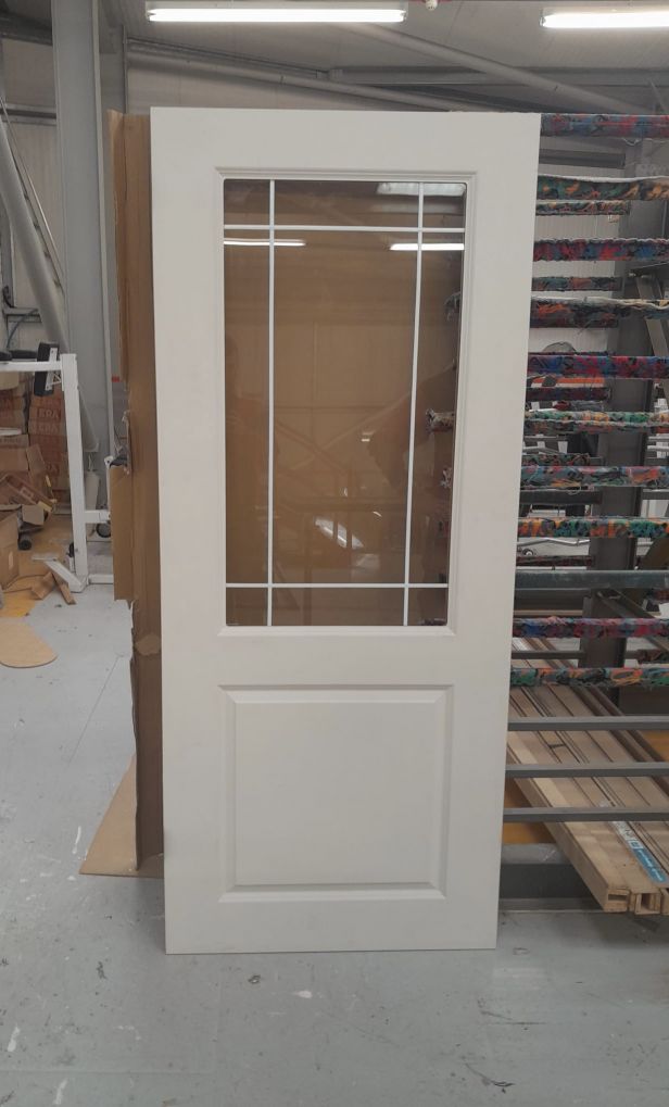 Internal White Woodgrain White Leaded Half-Light (CLEAR GLASS) DG Door