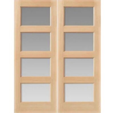 Oak Pattern 50 Mersey Pair NON Rebated (CLEAR BEVELLED GLASS) Un-Finished - DF