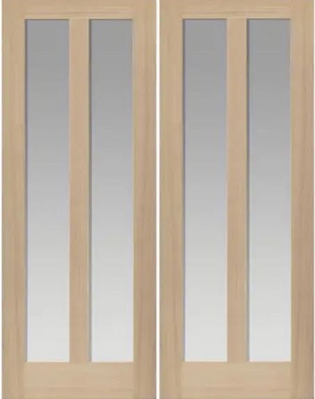 Oak Vermont Rebated Pair with OBSCURE GLASS - Pre Finished - DF