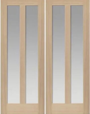 Oak Vermont Rebated Pair with CLEAR GLASS - Prefinished - DG