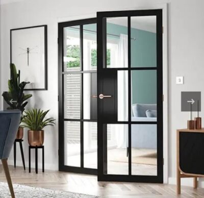 Internal Civic Black (CLEAR GLASS) Pre-Finished Internal Door Pair