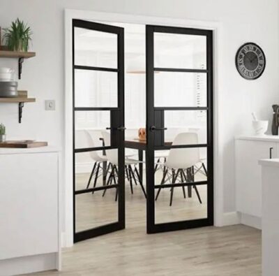 Internal Metro Black (CLEAR GLASS) Pre-Finished Door Pair