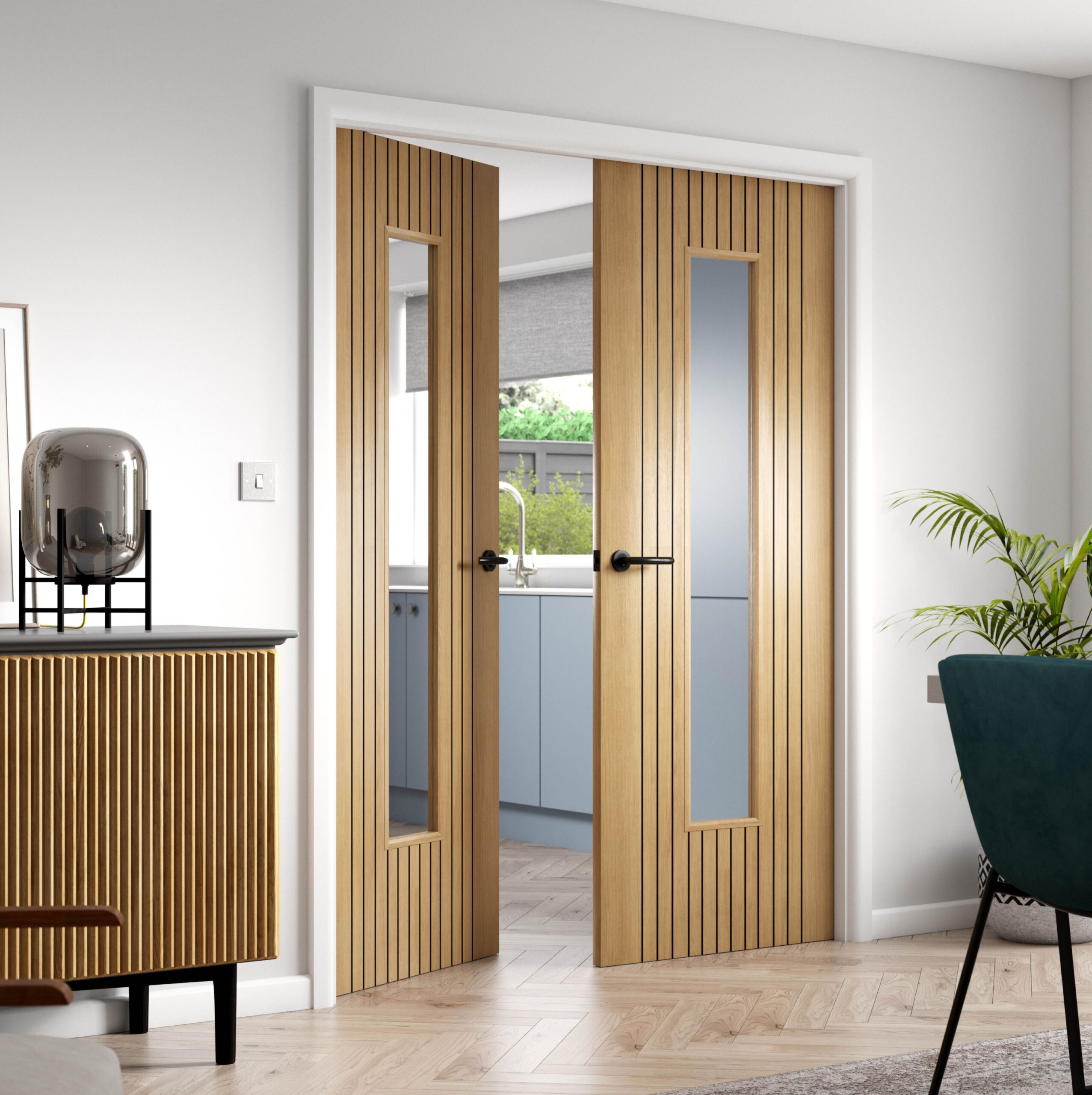Internal Aria Oak Laminate Pre-Finished (CLEAR GLASS ) Door - Image 3