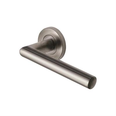 Tubular Door Handle on Round Rose