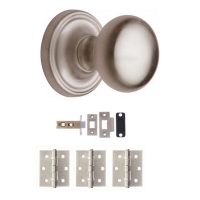 Plain Solid Brass Door Handle Pack - Satin Nickel
