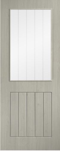 Internal Light Grey Pre-Finished Laminate Cottage (CLEAR GLASS FROSTED LINES) Doors