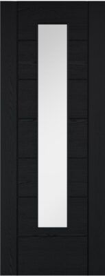 Internal Black Laminate Pre-Finished Linear 7 Panel (CLEAR GLASS) Semi Solid Core Door